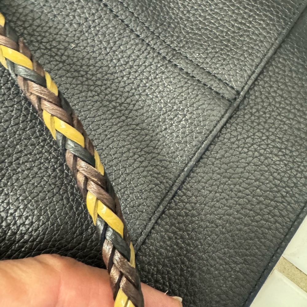 Brighton Genuine Leather Shoulder Bag with Woven Strap - Picture 7 of 7